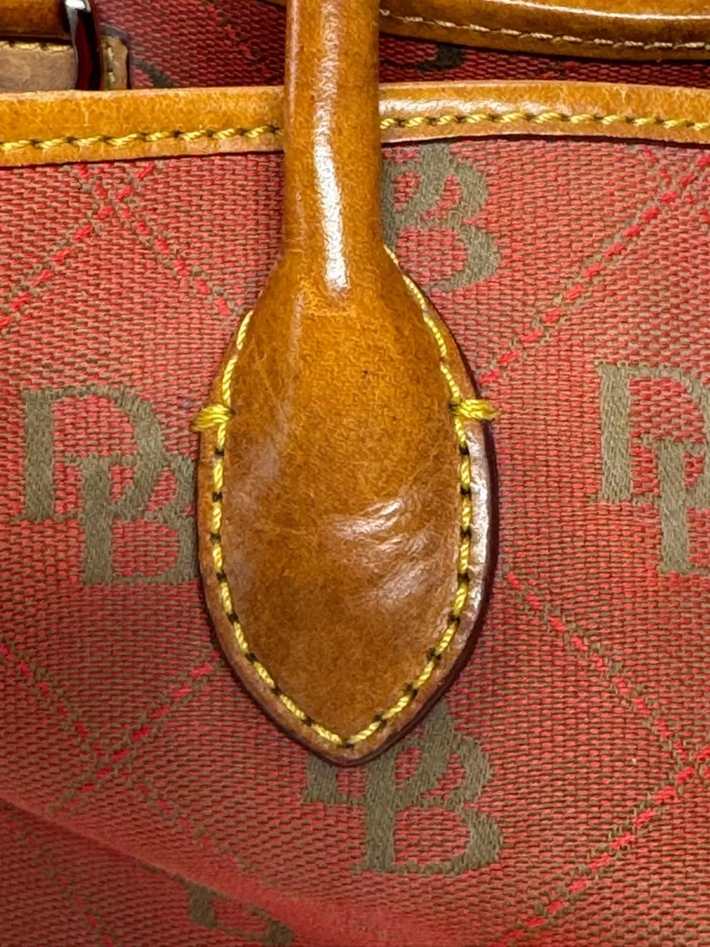 Dooney & Bourke Red Satchel with Brown Leather Trim